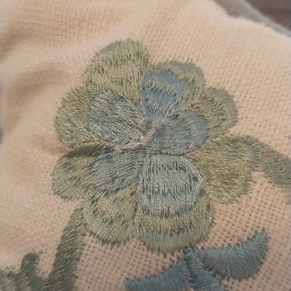 Pier 1 One Embroidered Moroccan Boho Accent Throw Pillow Cover Blue Crea… - Picture 10 of 10